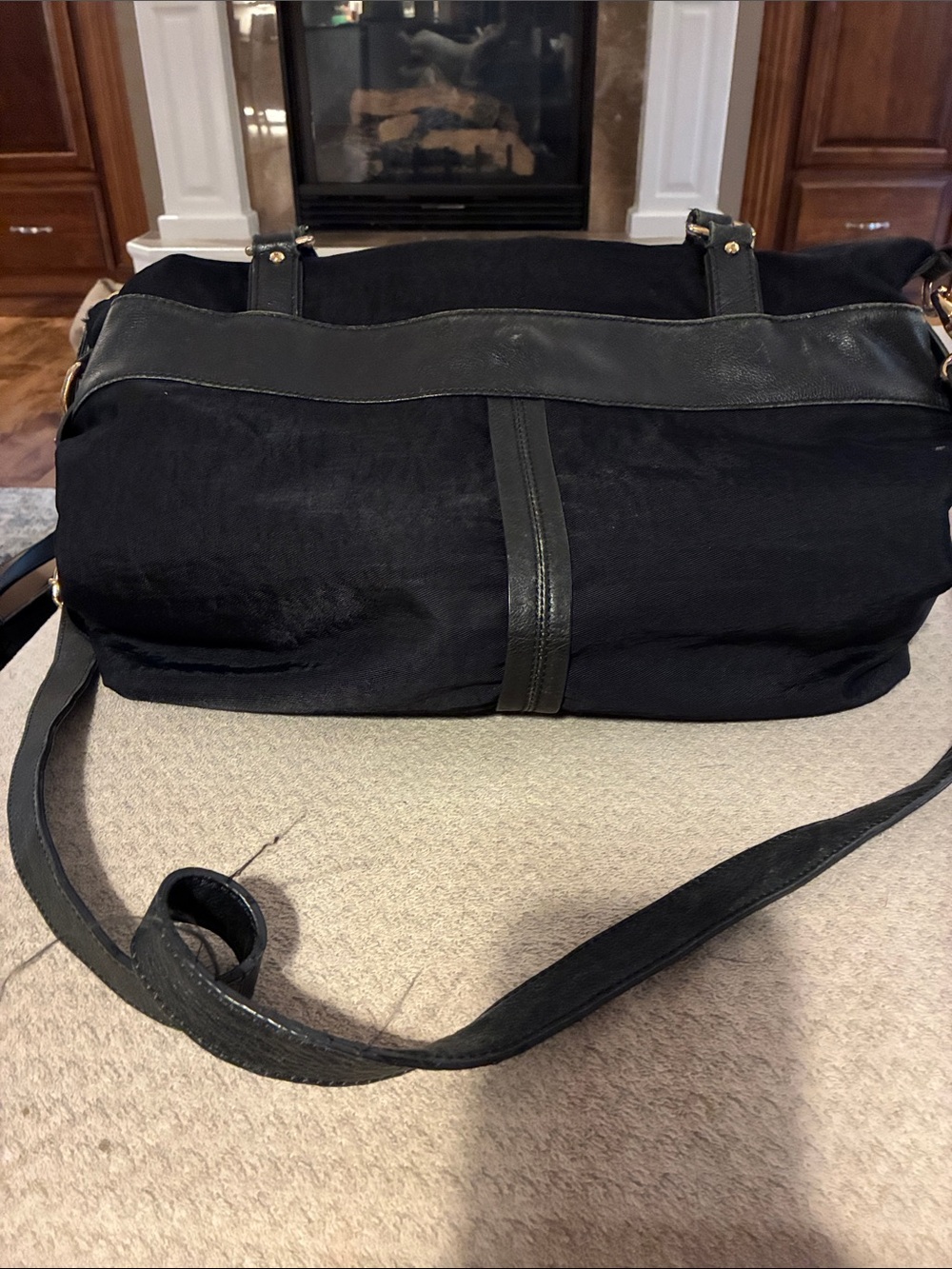 Black Banana Republic Canvas & Leather  Bag
